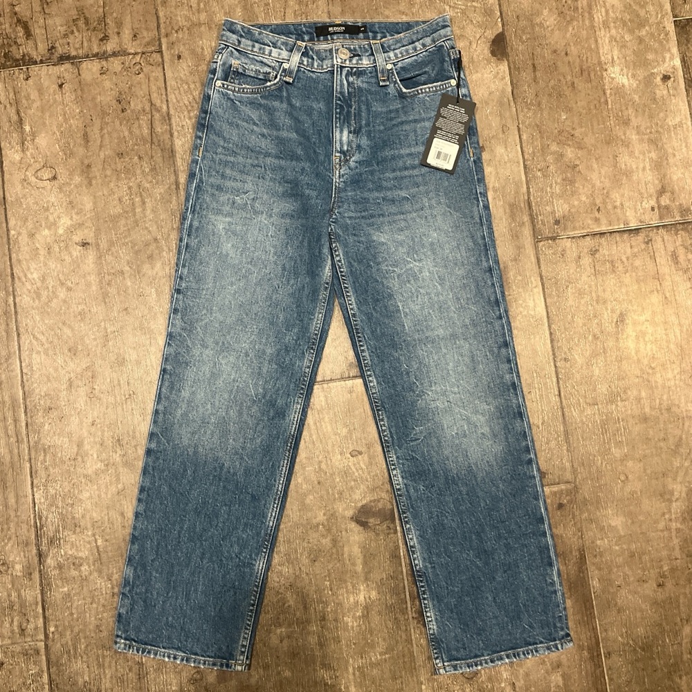 Hudson Los Angeles Jeans Women Remi High Rise Straight Crop Denim Blue